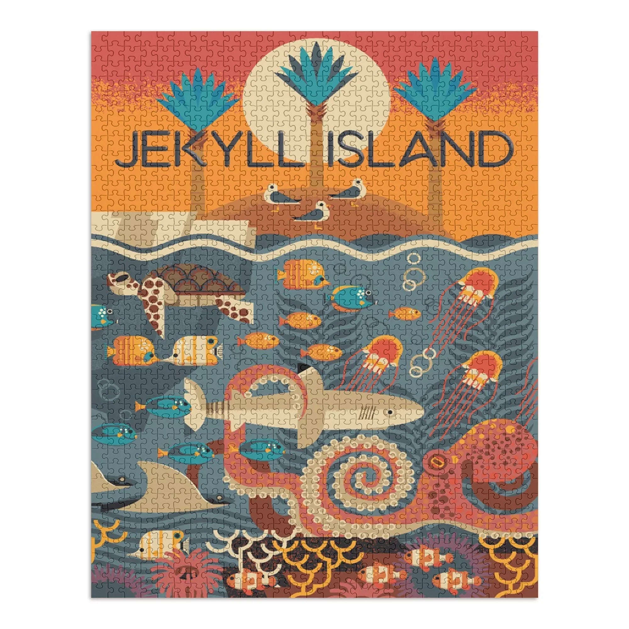 Jekyll Island, Georgia, Textured Geometric (1000 Piece Puzzle, Size 19x27, Challenging Jigsaw Puzzle for Adults and Family, Made in USA)