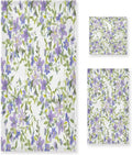 Wellsay Purple Flowers Bath Towel Set of 3, Highly Absorbent & Soft Bathroom Towels Set Quick Dry Towels Set for Bathroom Spa Beach (1 Bath Towels, 1 Hand Towel, 1 Washcloth)