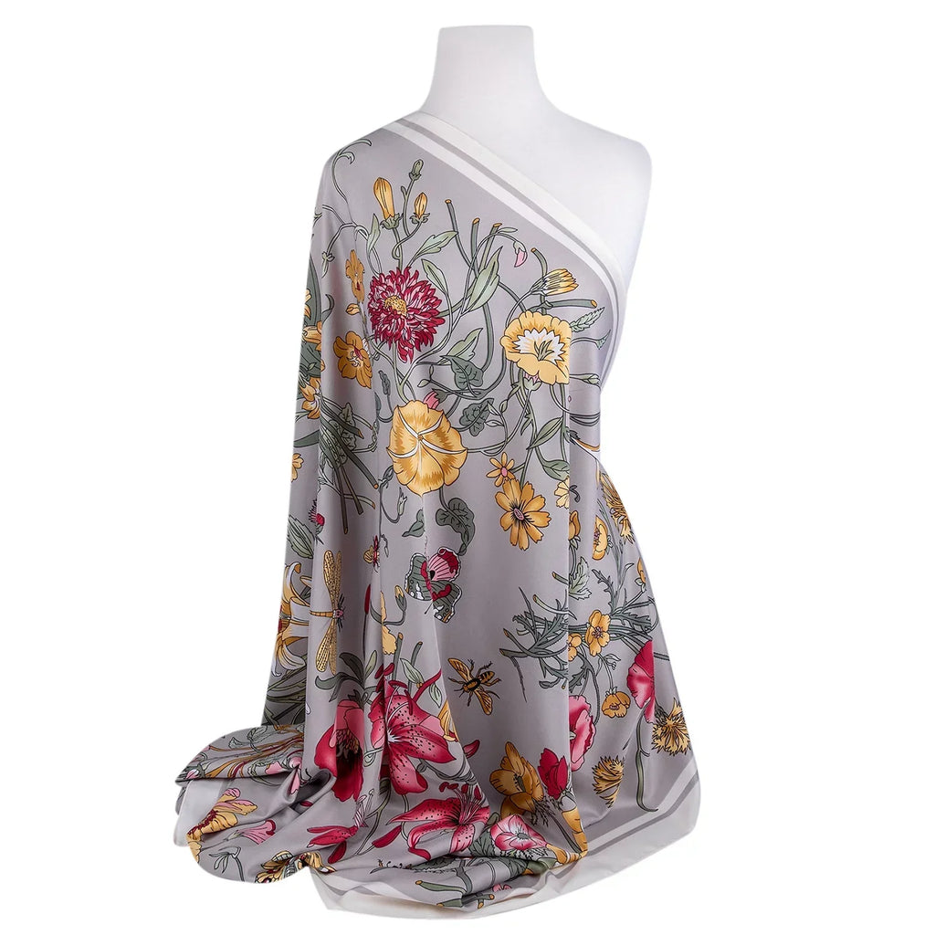 STP GOODS Evening Shawl and Wrap for Women Botany Beige Silk Shawl 51x51'' (130 * 130 cm) Travel Scarf Tops Fashion Shawl for Wedding