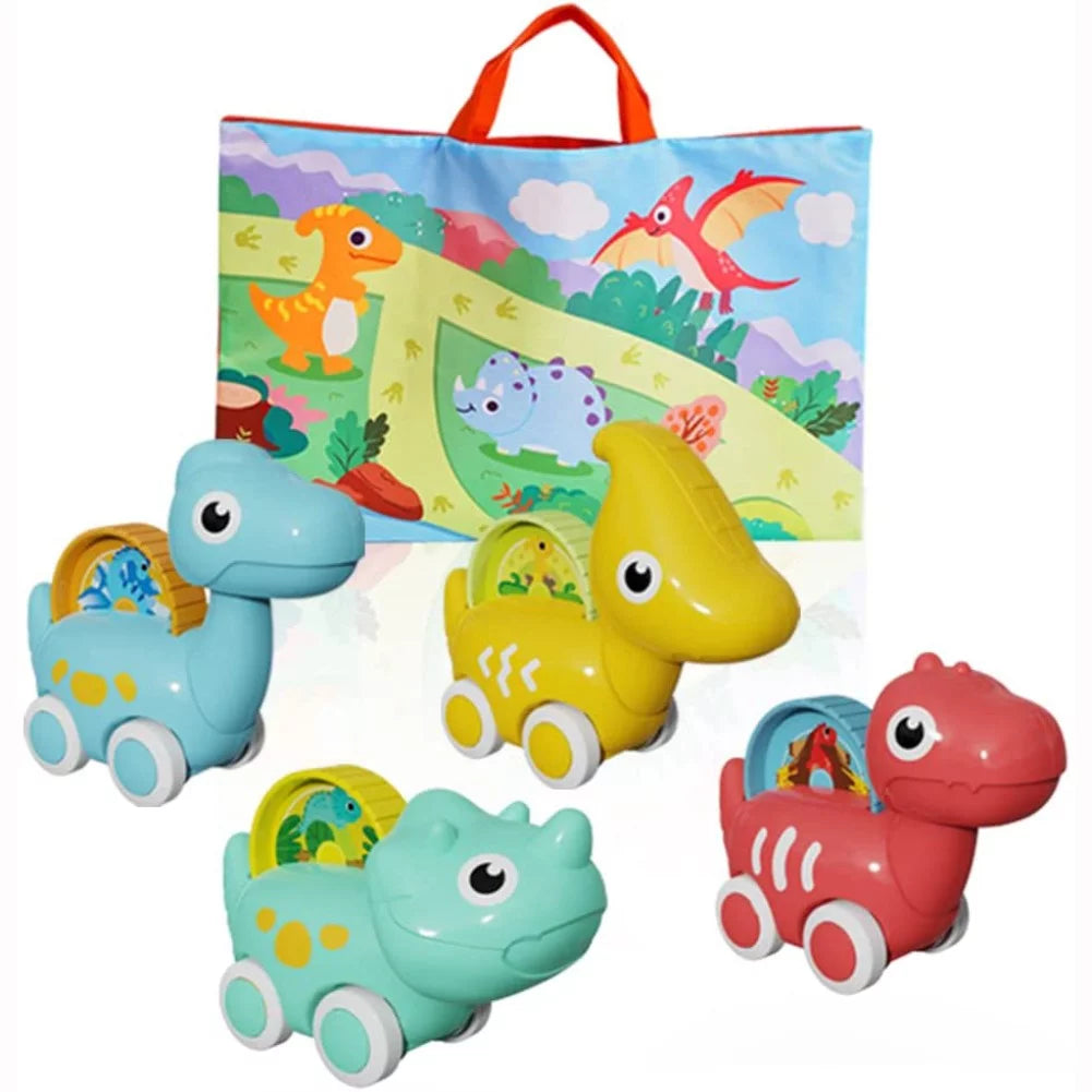 Dinosaur Toy Cars, 4 Pack Dino Toys for 1-5 Years Old Boys and Girls, Car Toys for Kids Toddler Christmas Birthday Gifts with Packaging Bag