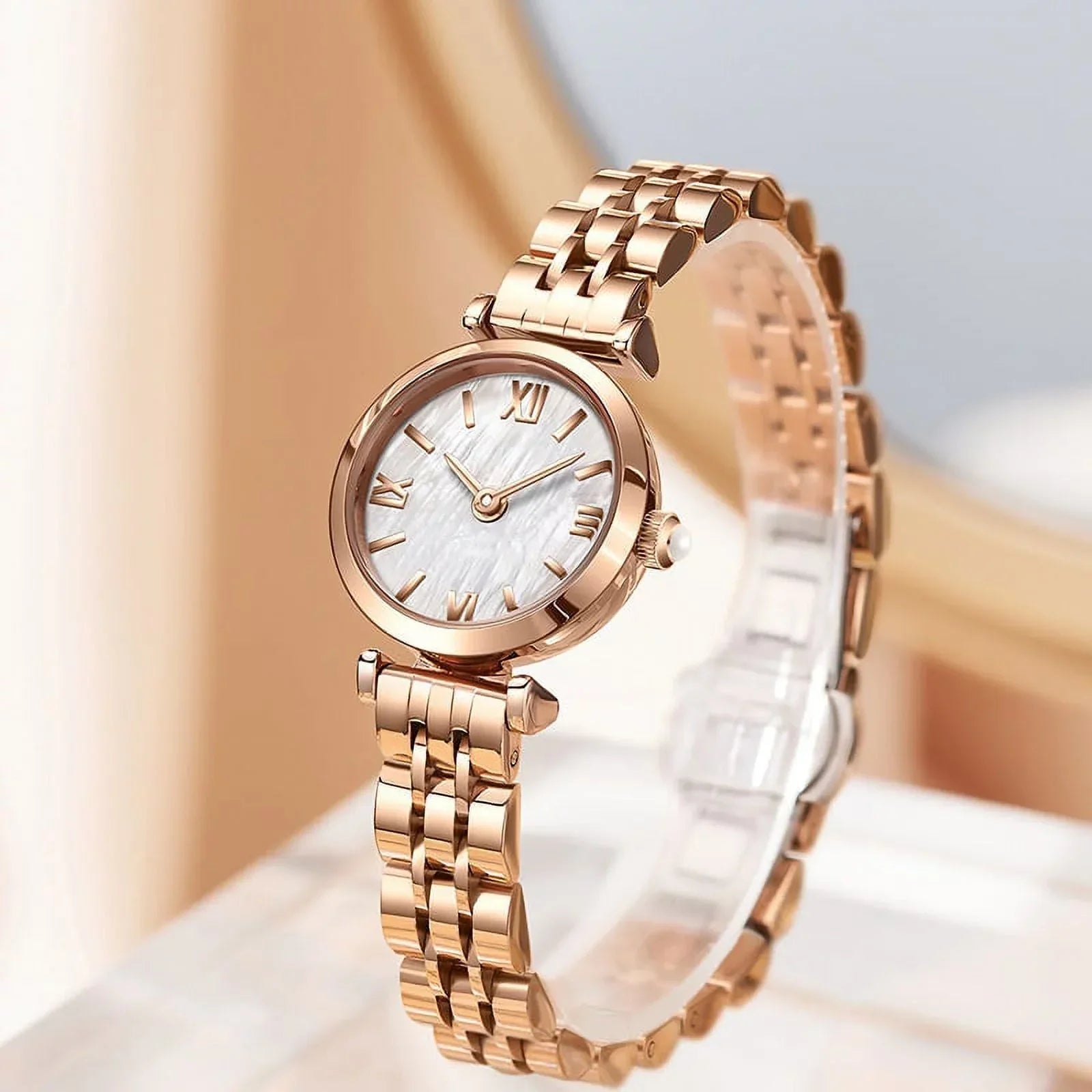 Rose Gold 2022 Women Fashion Watch Creative Ladies Wrist Watch Stainless Steel Stylish Desgin Quartz Watches for Female reloj