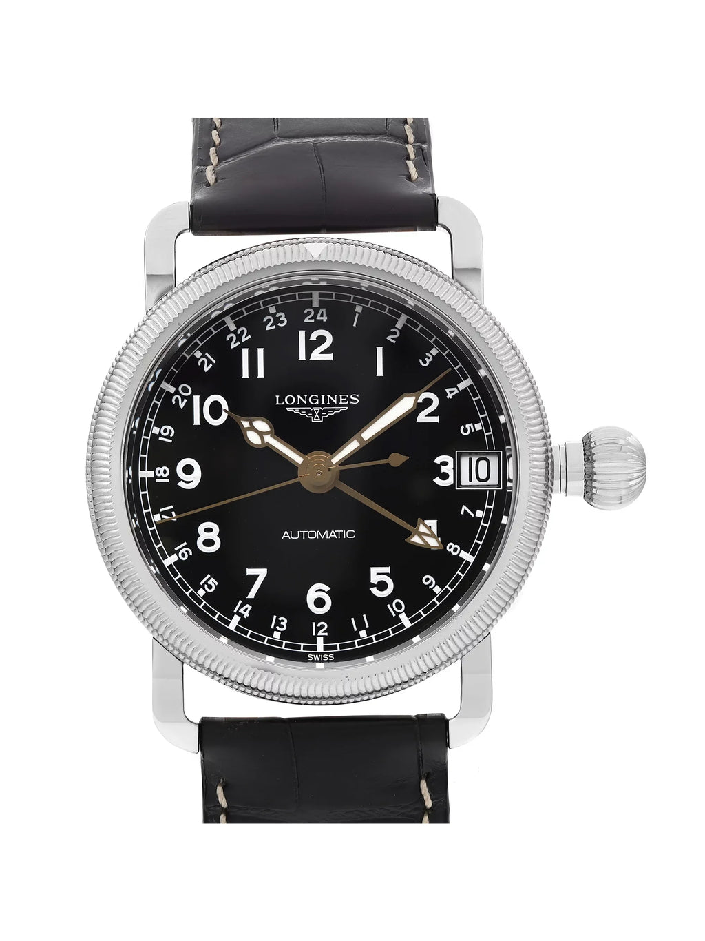 New Longines Heritage Avigation GMT Steel Black Automatic Watch L2.778.4.53.2