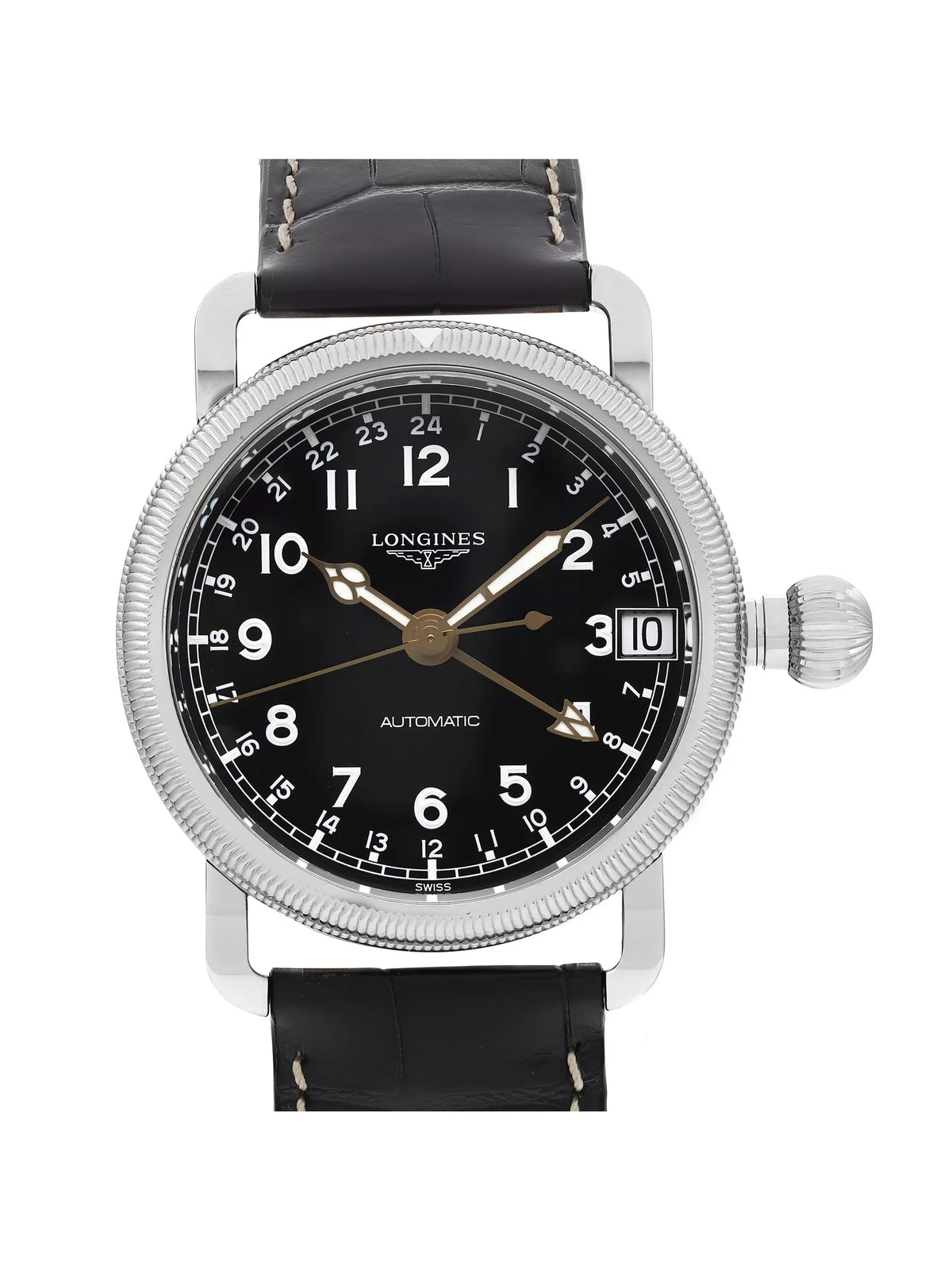 New Longines Heritage Avigation GMT Steel Black Automatic Watch L2.778.4.53.2