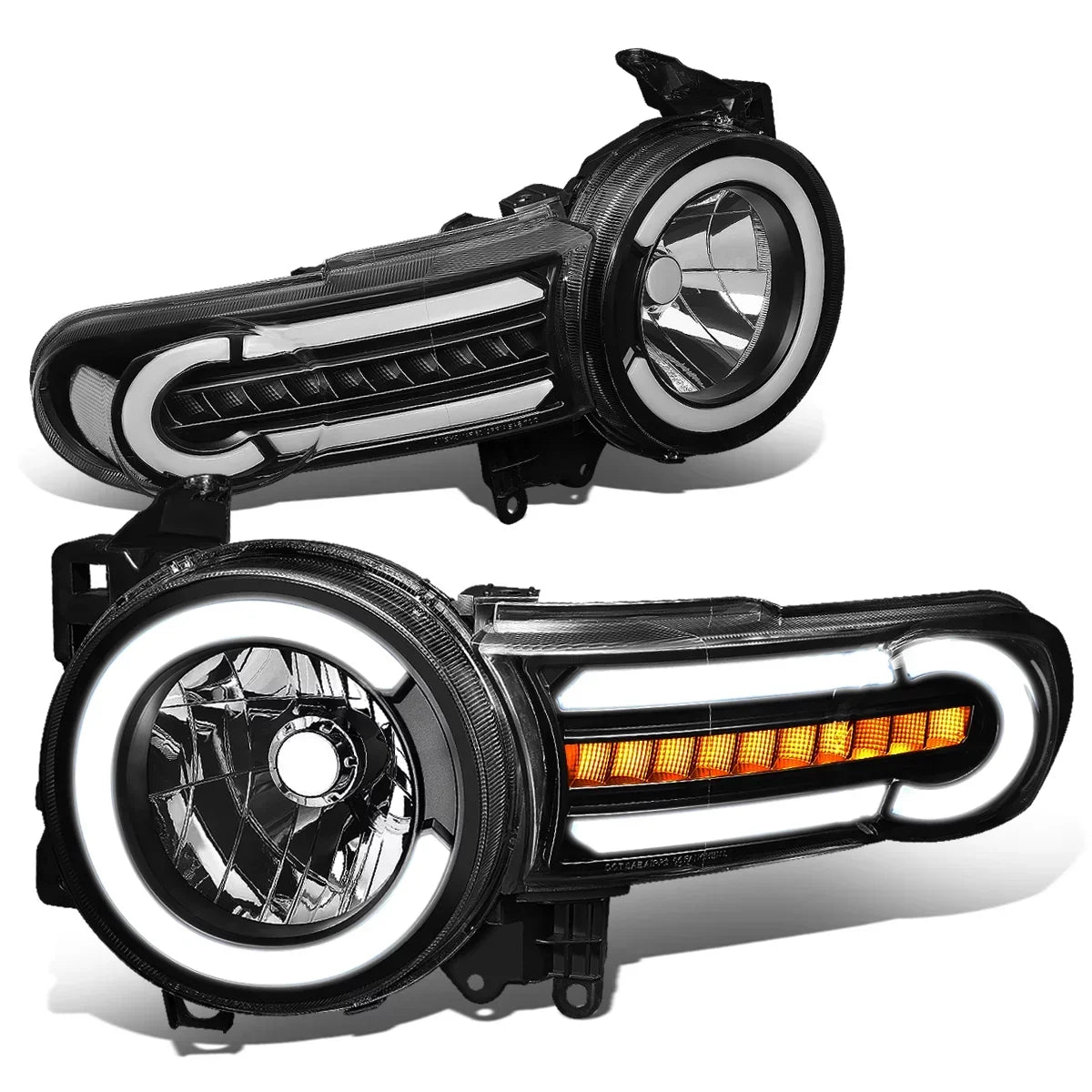 DNA Motoring HL-LB-FJC07-BK-CL1 For 2007 to 2014 Toyota FJ Cruiser Pair LED DRL+Sequential Turn Signal Front Bumper Headlight Corner Lamps Black/Clear 08 09 10 11 12 13