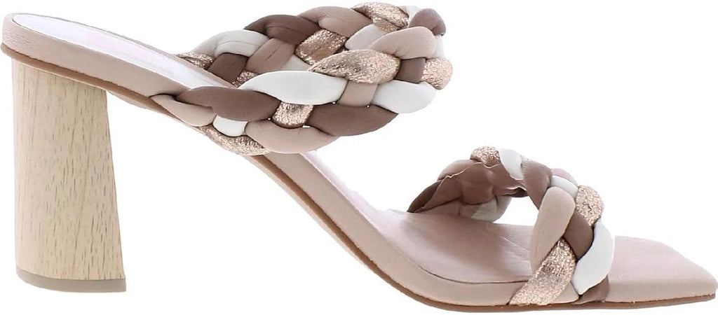 Dolce Vita Paily Natural Multi Stella Braided Straps Slip On Heeled Sandals (Natural Multi Stella, 12)