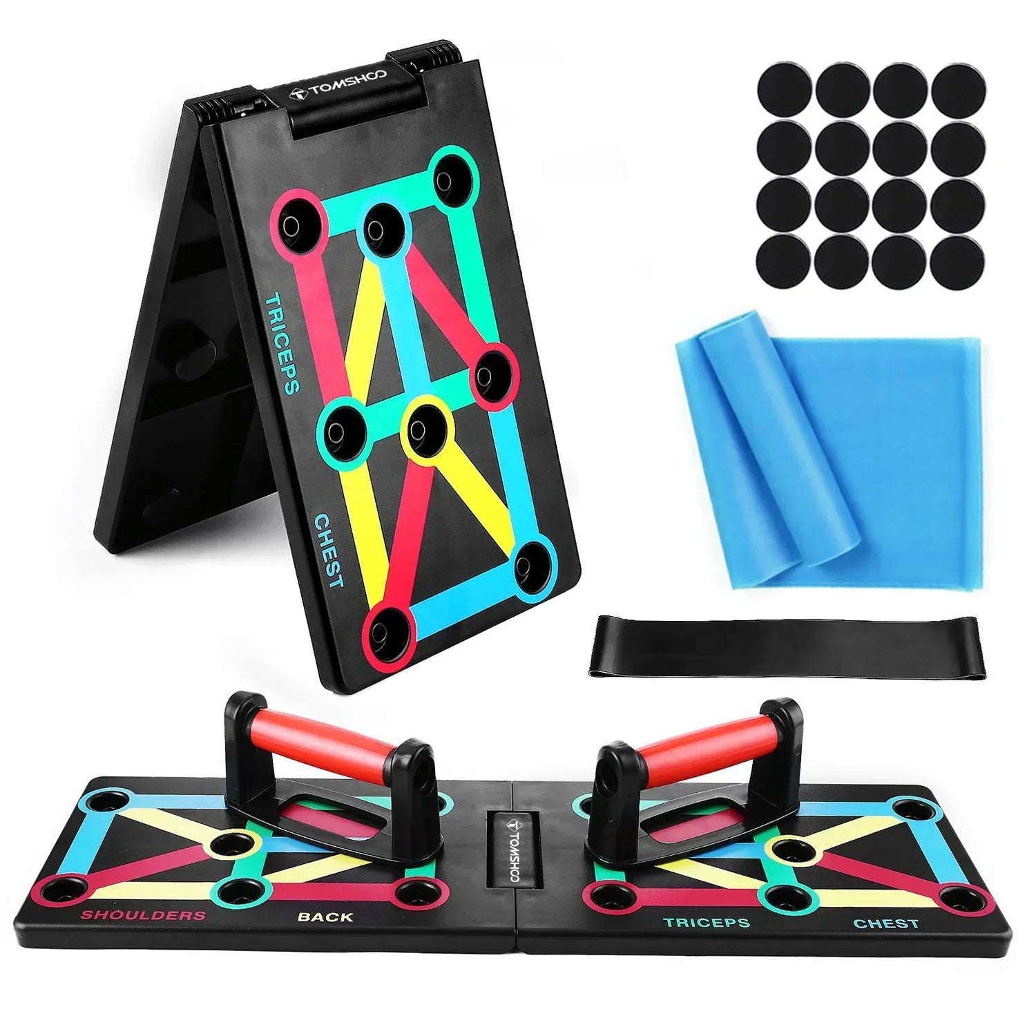 TOMSHOO Foldable Push-Board, Portable and Space-Saving Exercise Equipment, Strengthen Arms, Chest, and Shoulders, Suitable for All Fitness Levels