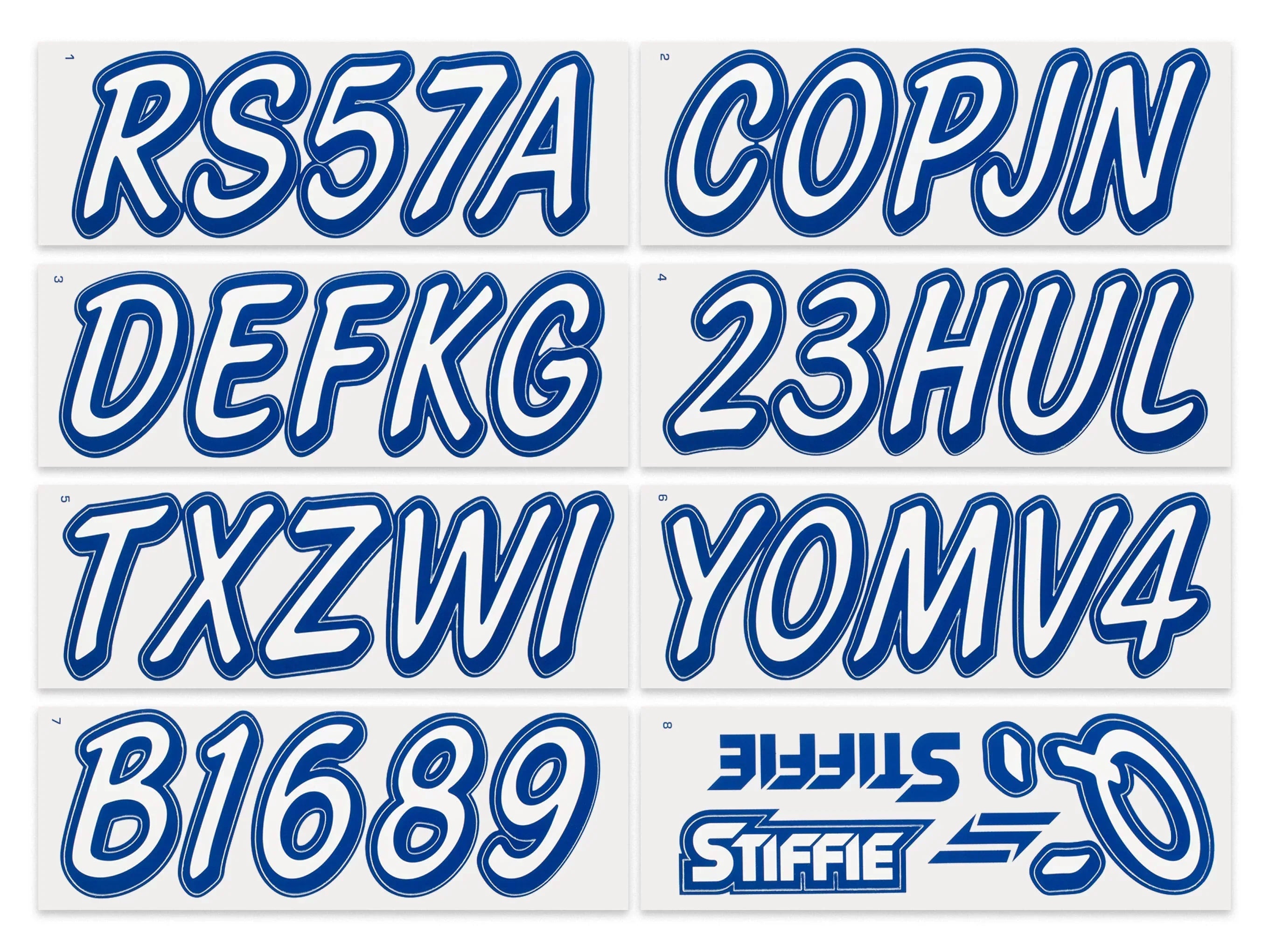 STIFFIE Whipline Solid White/Navy 3" Alpha-Numeric Registration Identification Numbers Stickers Decals for Boats & Personal Watercraft