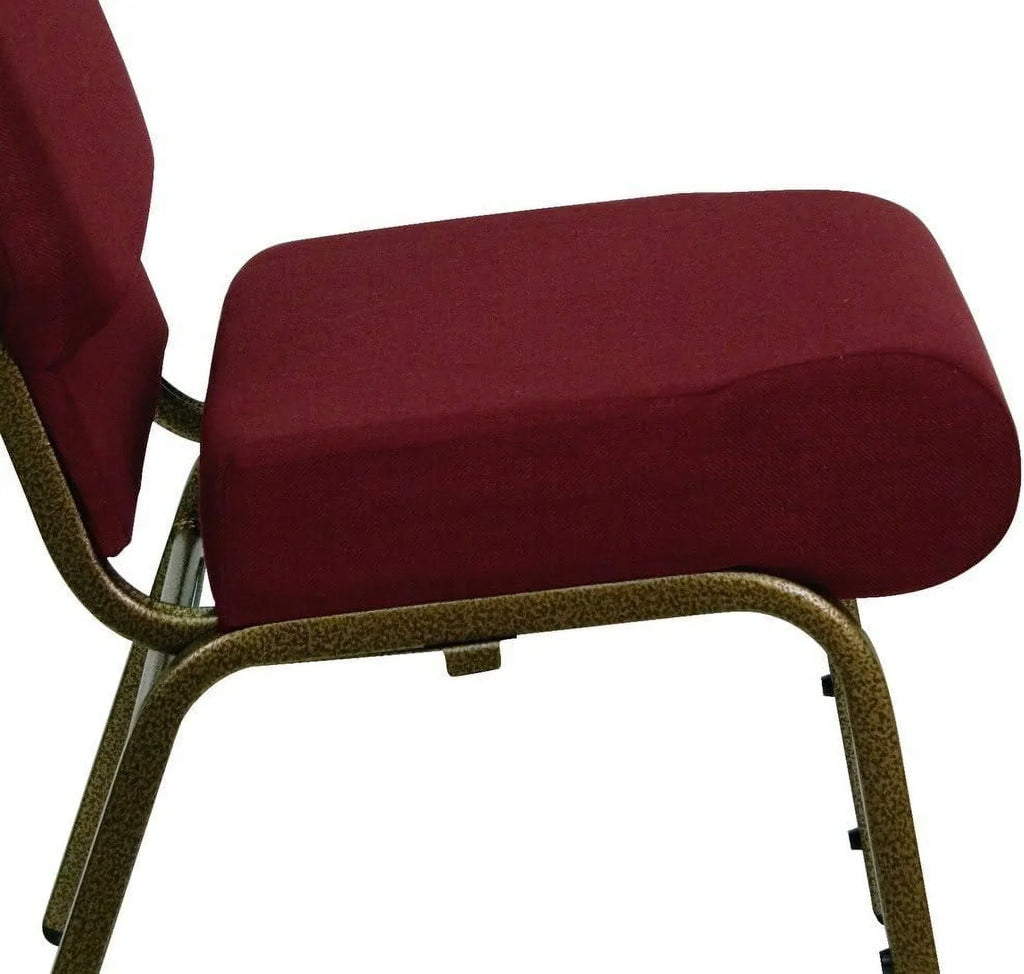 HERCULES Series 21''W Stacking Church Chair In Burgundy Fabric - Vein Frame