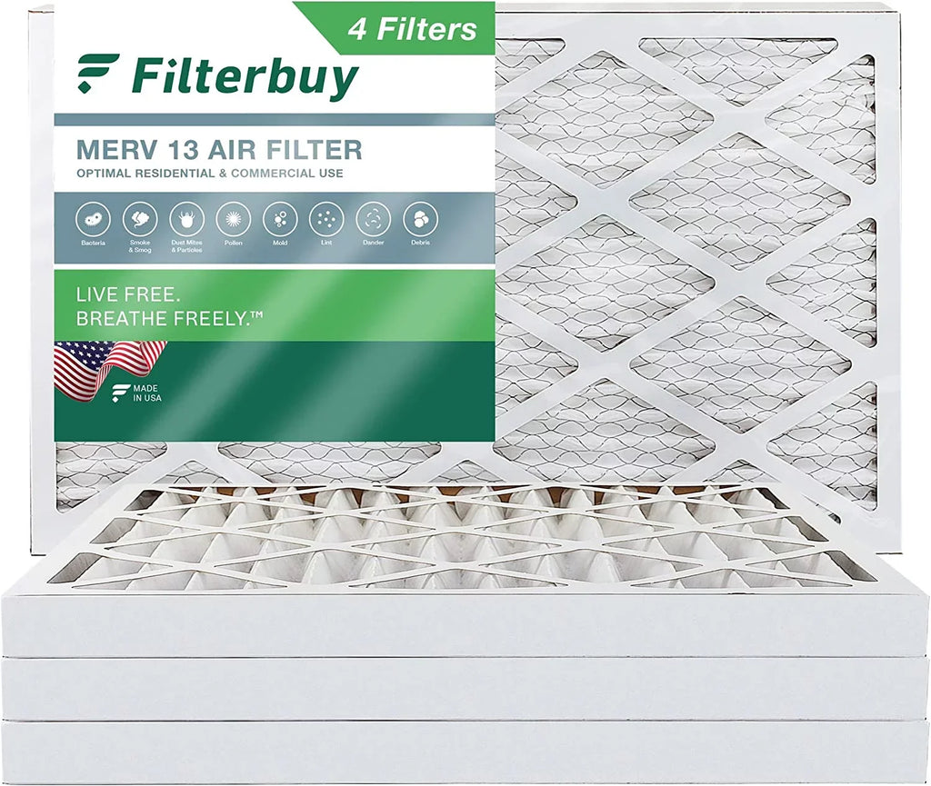 Filterbuy 12x30x2 MERV 13 Pleated HVAC AC Furnace Air Filters (4-Pack)
