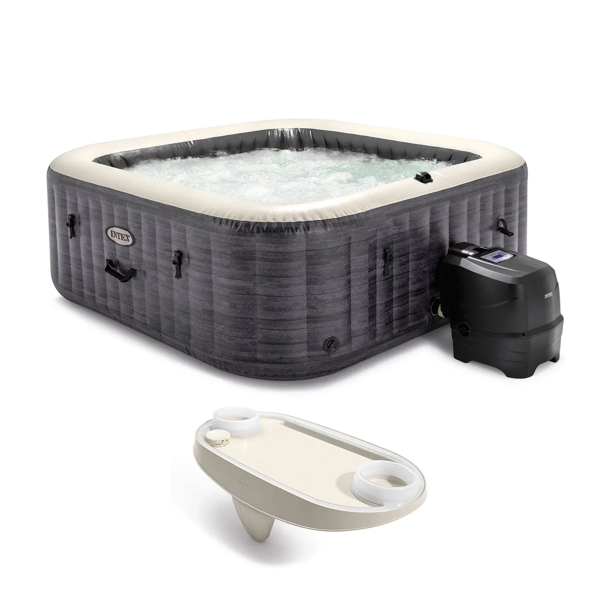 Intex PureSpa Plus Greystone Inflatable Hot Tub, 94 x 28", with Phone Tray