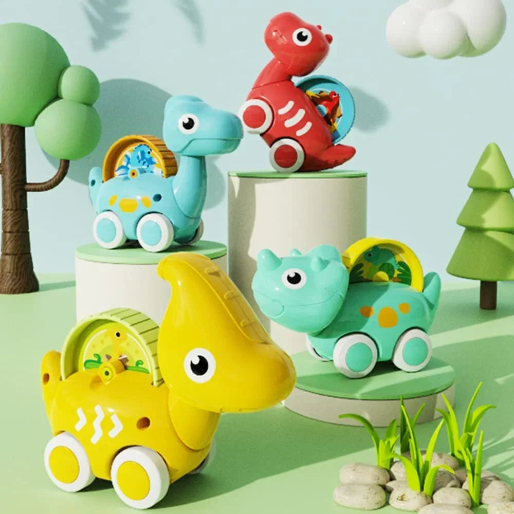 Dinosaur Toy Cars, 4 Pack Dino Toys for 1-5 Years Old Boys and Girls, Car Toys for Kids Toddler Christmas Birthday Gifts with Packaging Bag