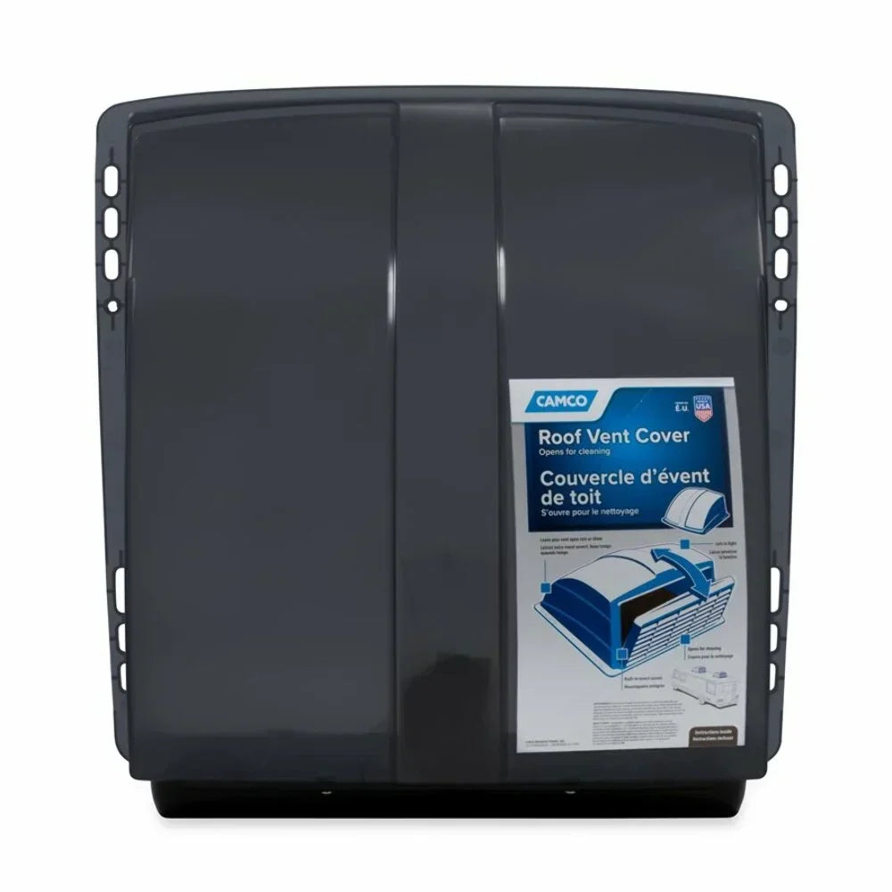 Camco Camper/RV Roof Vent Cover | Features High Flow Ventilation with an Aerodynamic Design, Heavy-Duty UV Stabilized Resin Construction, and Easy Installation | Smoke Grey (40453)