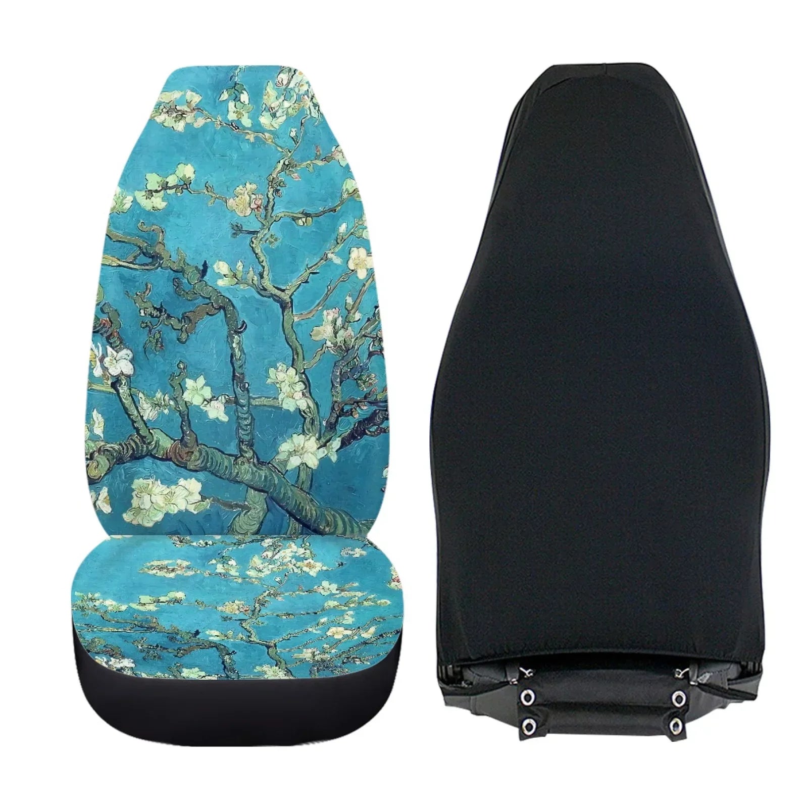 Xoenoiee Car Seat Cover Plum Blossoms Print Polyester Vehicle Bucket Seat Cover 2 Pack Set Front Seat Covers for Most Cars SUV Sedan Pickup Truck, Easy to Install