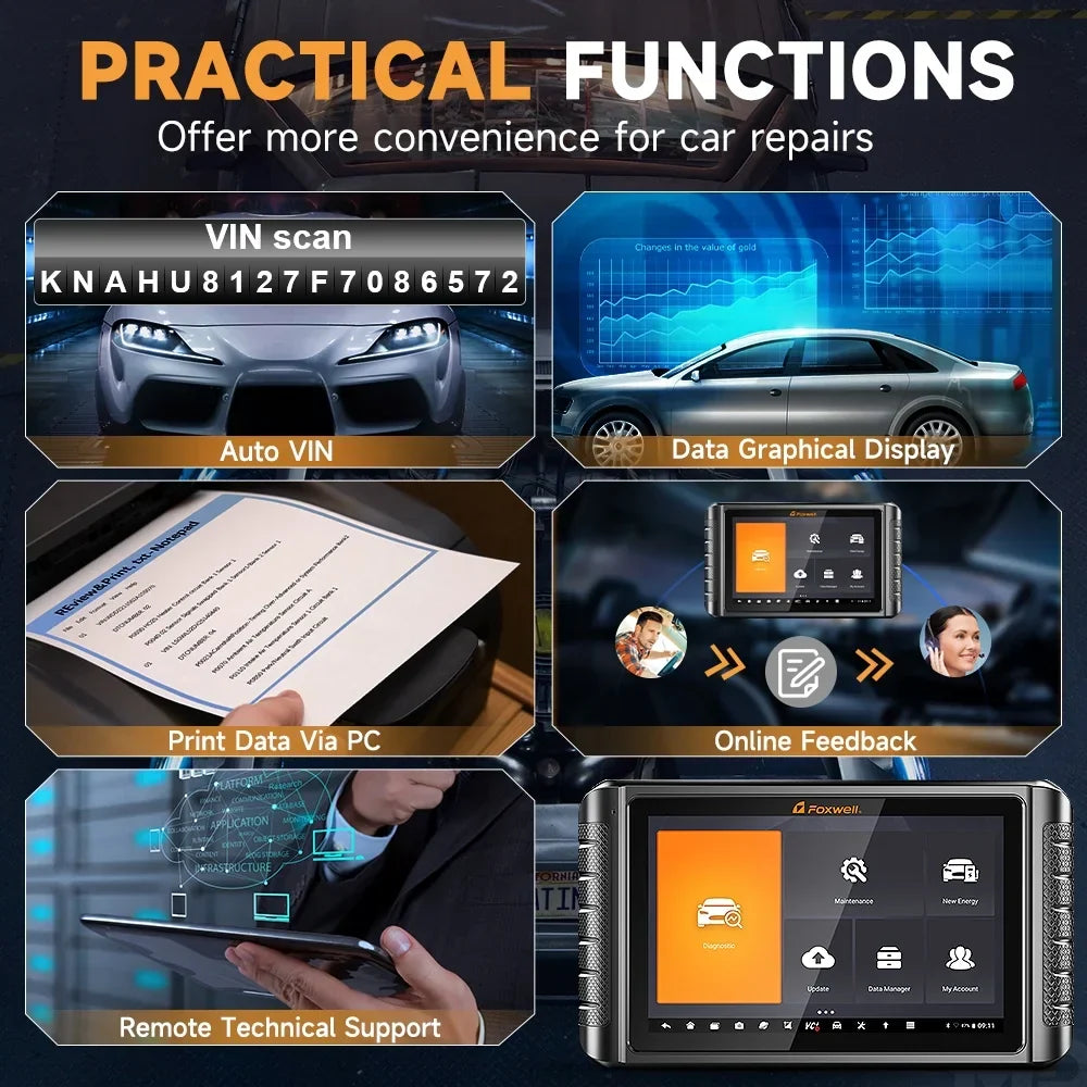 FOXWELL Scanner NT909  Bidirectional Control OBD2 Scanner Code Reader ECU Coding Key TPMS Programmer Diagnostic Scan Tool