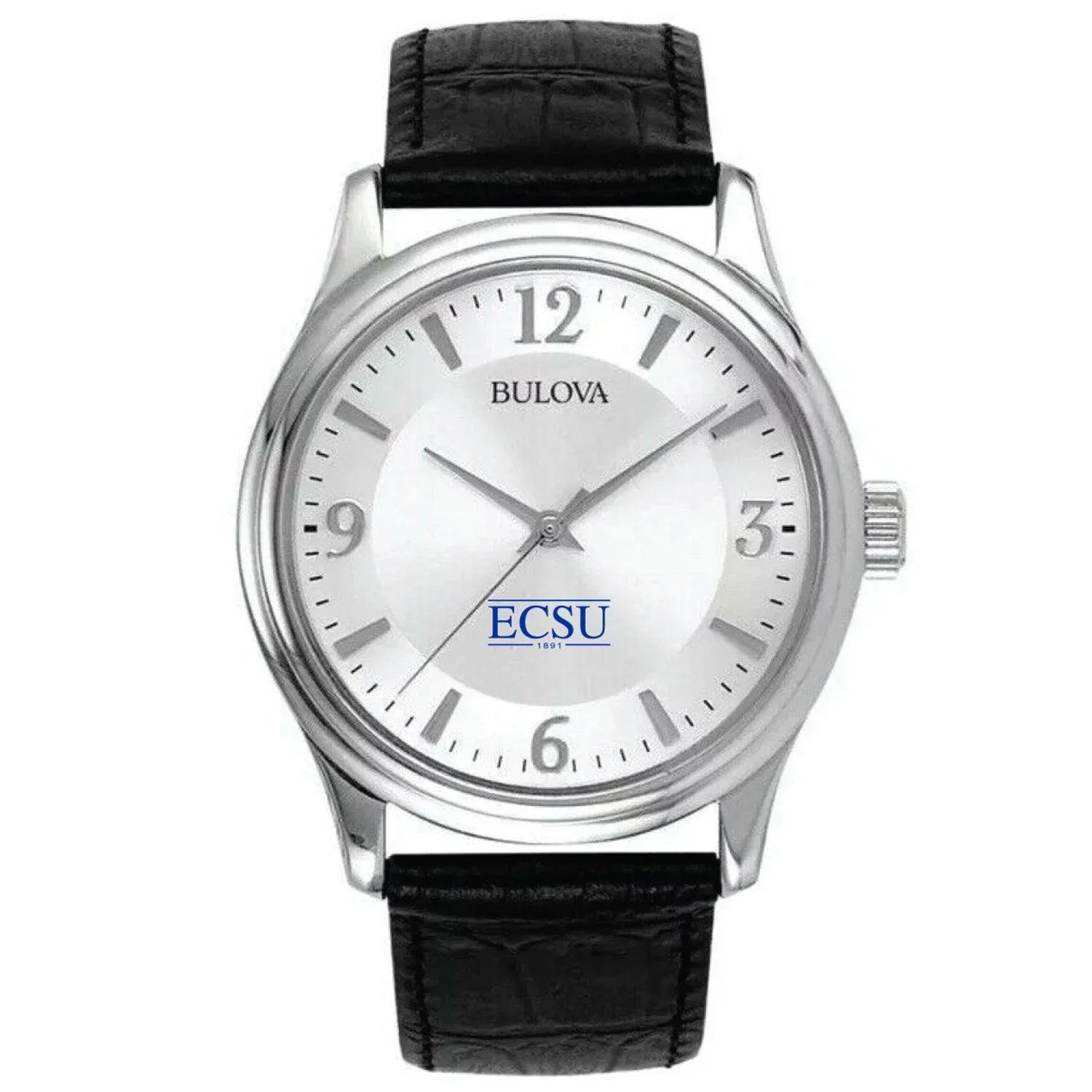 Men's Bulova Silver Elizabeth City State University Vikings Leather Watch