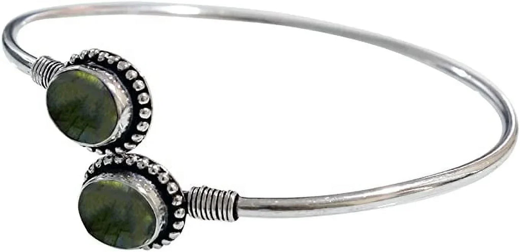 Handmade Cuff Bracelet For Women, Bohemian Tribal Design Silver Plated Natural labradorite Gemstone Modern Designer Fashion Bracelet, Party Boho Jewellery