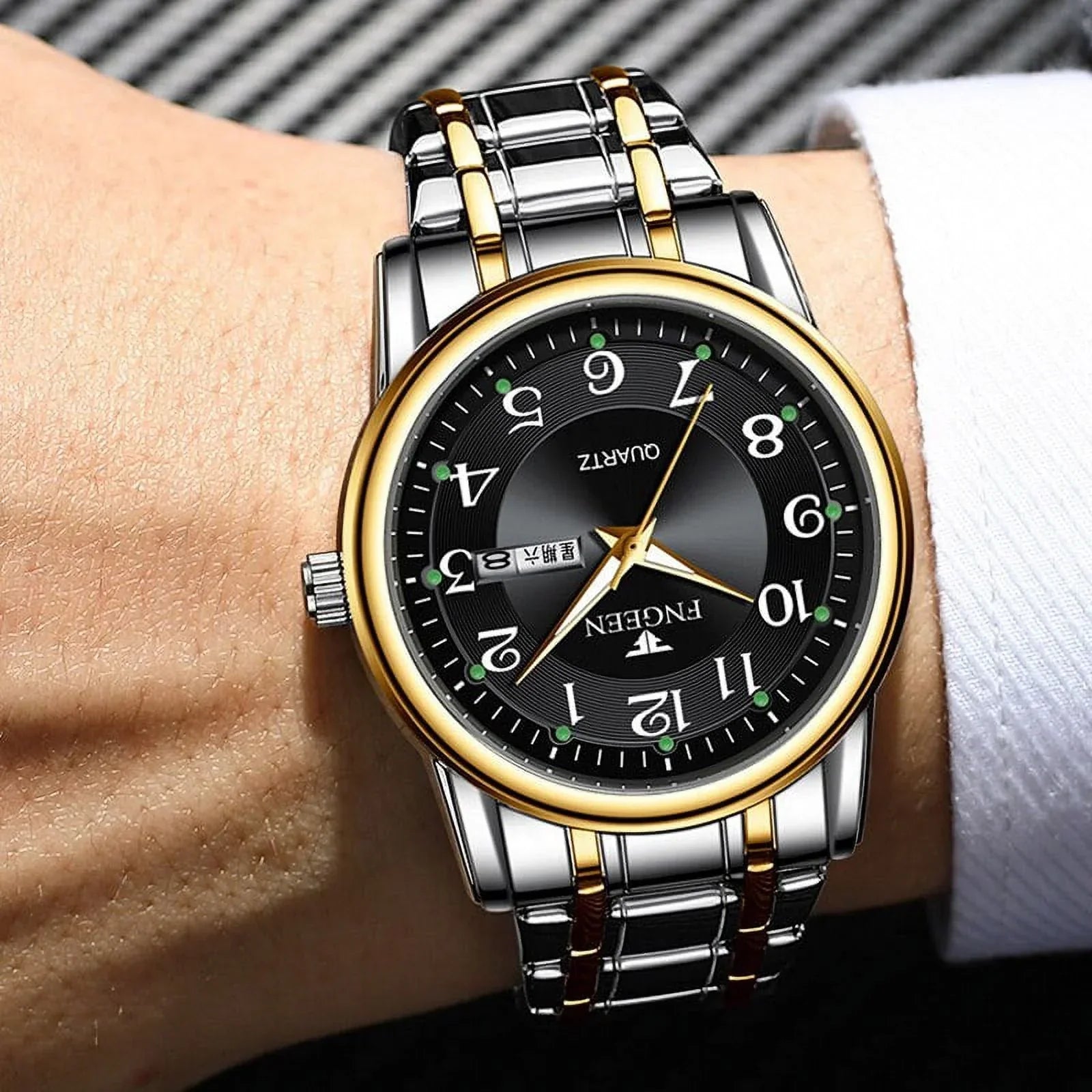 FNGEEN Men Watch Top Luxury Brand Quartz Mens Watches Sport Wristwatch Man Stainless Steel Luminous Hands Relogio Masculino