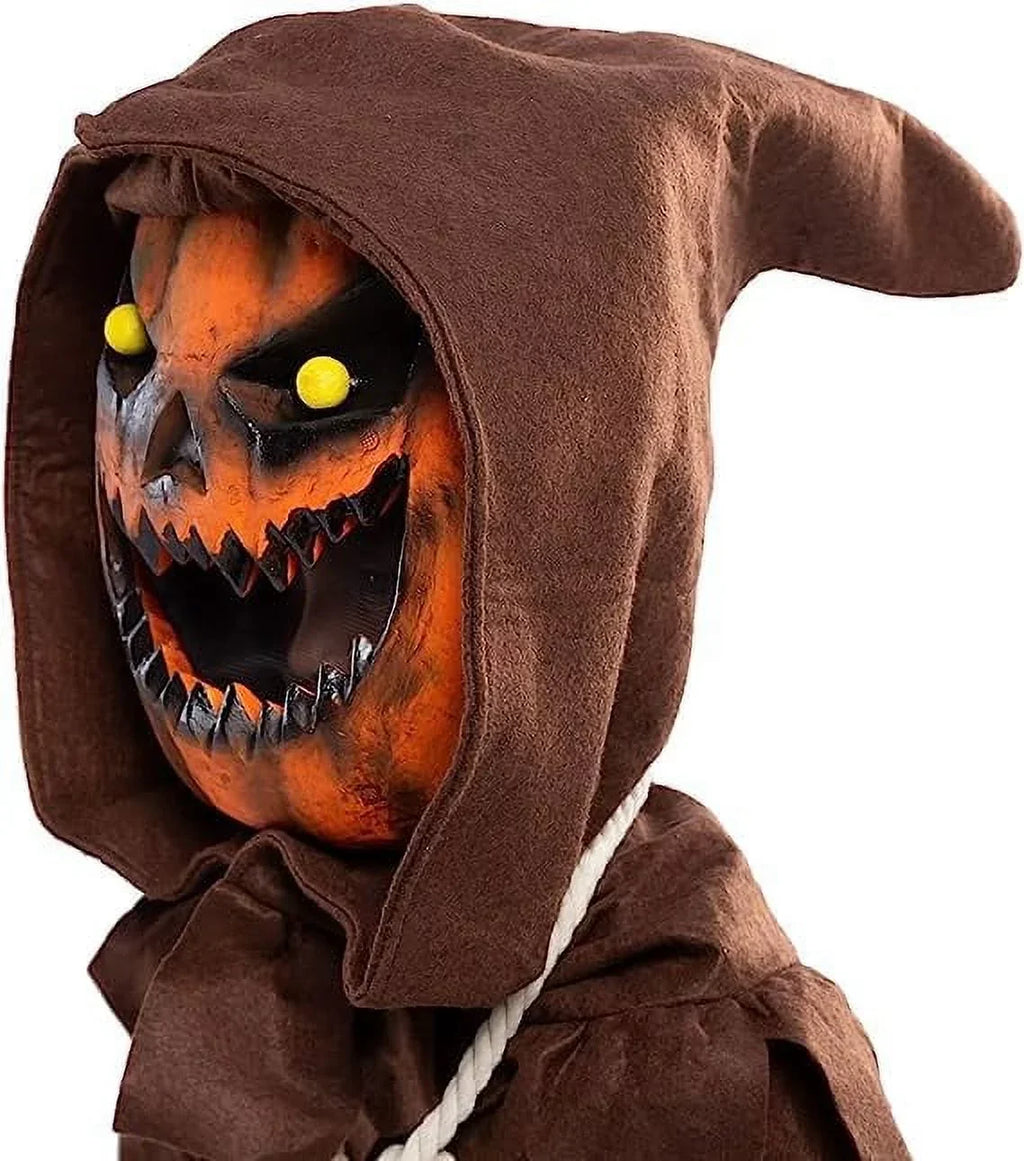 Spooktacular Creations Scary Scarecrow Pumpkin Bobble Head Costume Pumpkin Halloween Mask for Child Juniors Role-Playing (M)