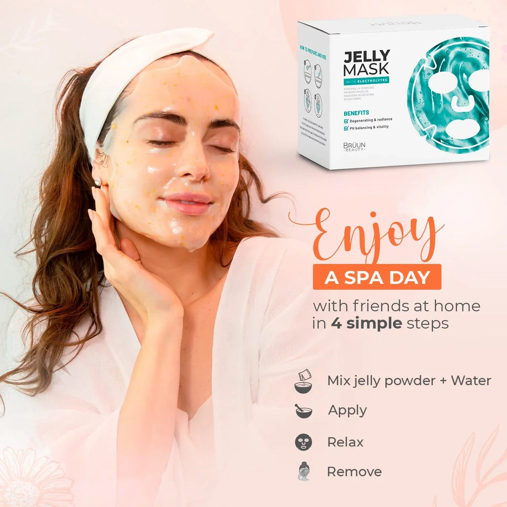 BRÜUN Peel-Off Jelly Mask Premium Modeling "Rubber Mask" Spa Set - 10 Treatments (24k Gold, Lavender, Kiwi, Peppermint, Egyptian Rose, Matcha, Chamomile, Tea tree, Jazmine)