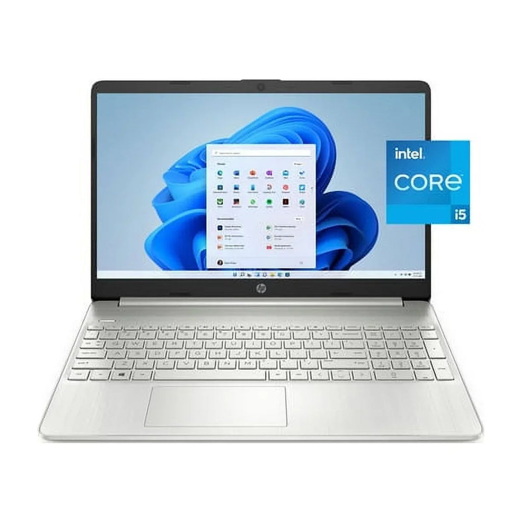 HP 2022 15.6" FHD Micro-Ege Display Laptop PC Intel 11th Gen 4-Core i5-1135G7 12GB DDR4 RAM 256GB NVMe SSD Intel Iris Xe Graphics Webcam HDMI WiFi AC BT USB-C Silver Windows 10 Pro w/RE USB Drive