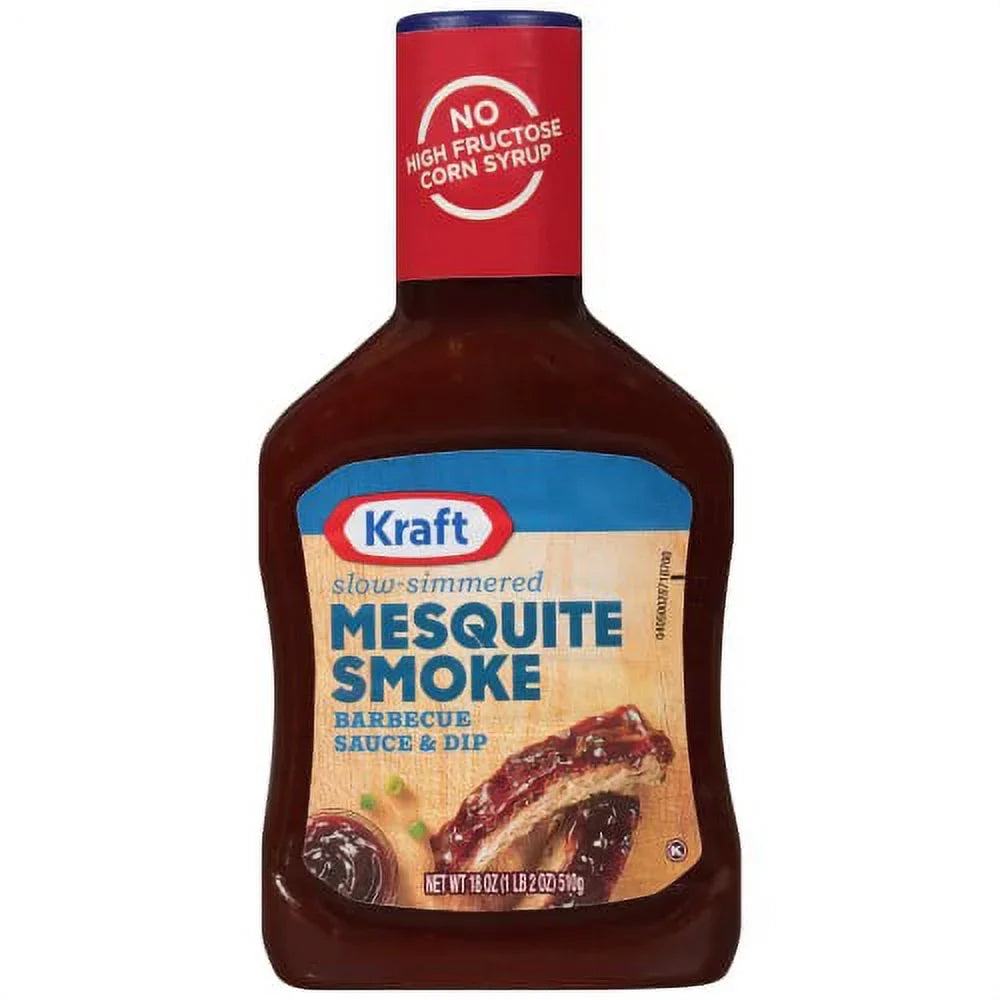 Kraft Mesquite Smoke Slow-Simmered Barbecue BBQ Sauce, 18 oz Bottle (Pack of 20)
