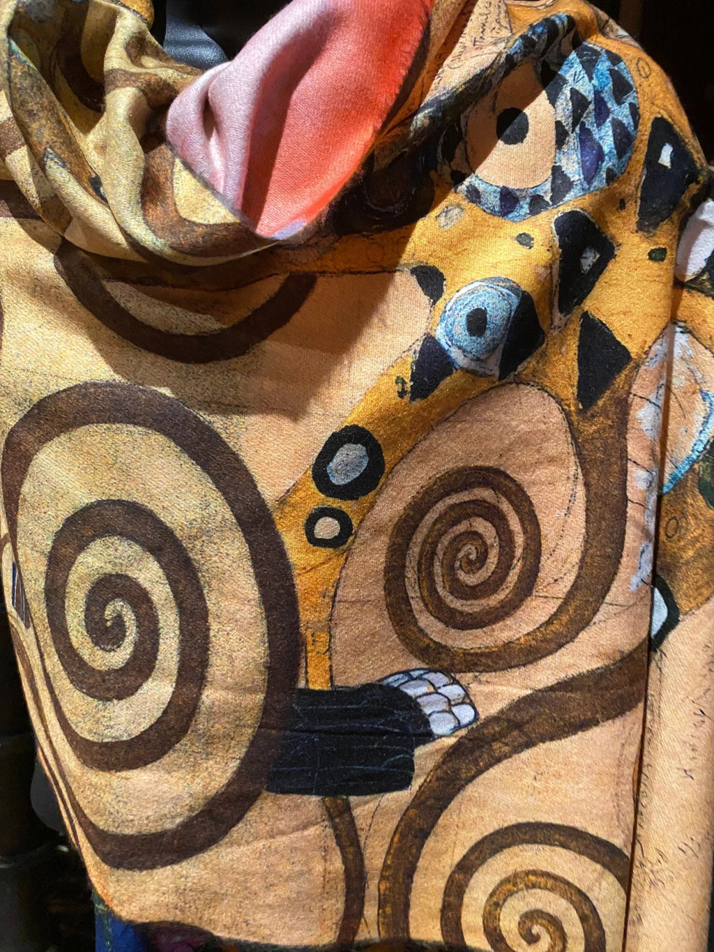 Vintage Orange impressionist Reversible Cashmere Pashmina Scarf Wrap