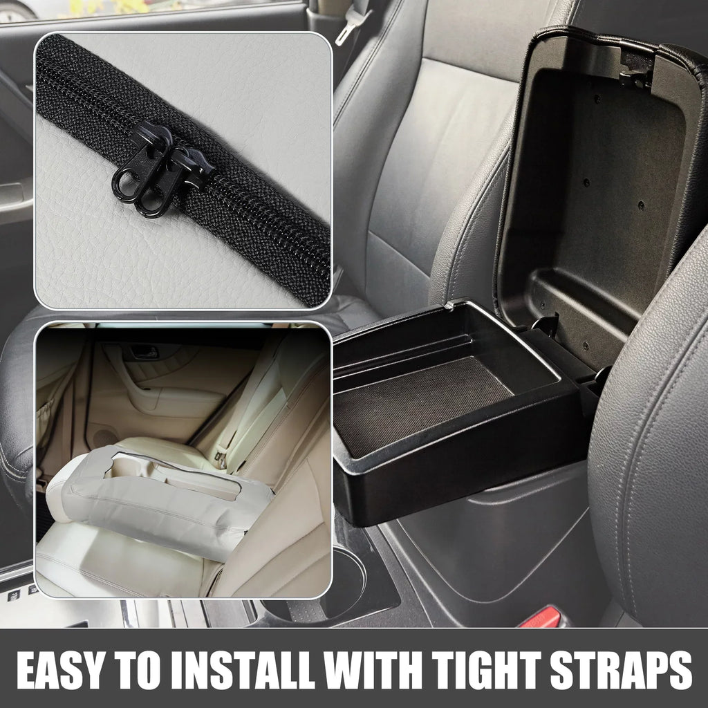 Center Console Cover Pad Waterproof for Chevy Silverado 1500 1500HD 2007-2014 Faux Leather Gray