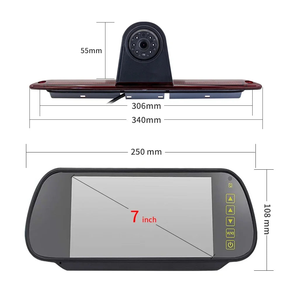 Dazzduo Brake Light Backup Camera, 7 in for Parking XIXIAN Camera N Backup Vans Crafter Light Sprinter Fesjoy 7 Sazoley with Monitor Brake 7 Mercedes-Benz LED 7 Compatible , 7  Dabey Mercedes- ERYUE