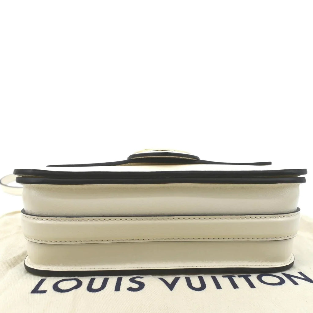 Pre-owned LOUIS VUITTON Pont 9 Calfskin Leather Shoulder Bag Creme