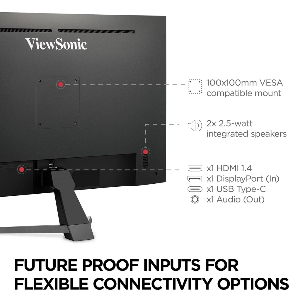 ViewSonic VX3267U-2K 32 Inch 1440p IPS Monitor with 65W USB C, HDR10 Content Support, Ultra-Thin Bezels, Eye Care, HDMI, and DP Input
