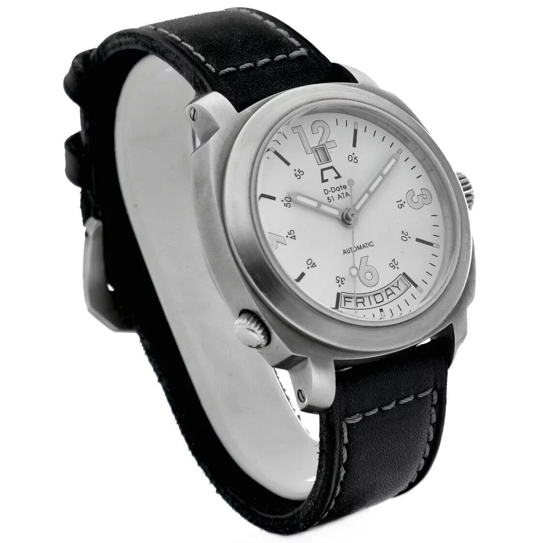 Anonimo D-Date 51ETA 2006 Day Date Ivory Dial Leather 43mm Automatic Men's Watch