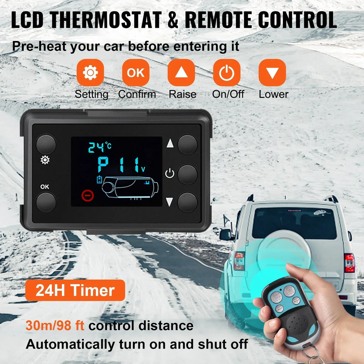 VEVOR 5KW 12V Diesel Air Heater with Remote Control and LCD, Fast Heating Mini Truck Heater for RV, Boat, Bus, Car Trailer, Motorhomes