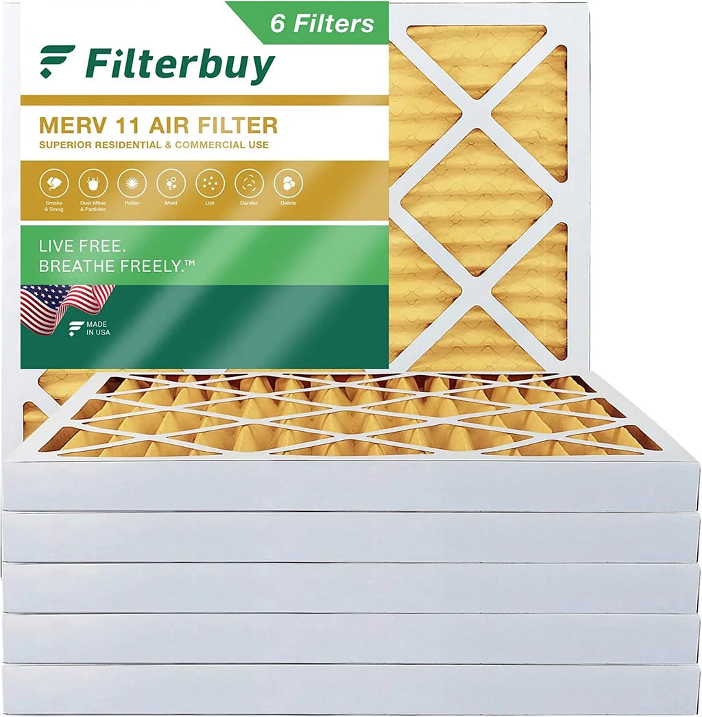 Filterbuy 15x15x2 MERV 11 Pleated HVAC AC Furnace Air Filters (6-Pack)