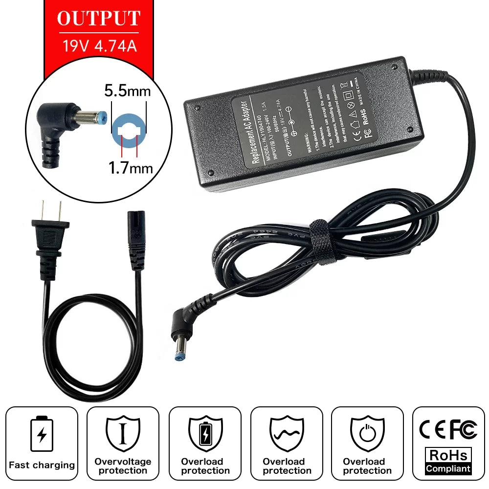 Laptop AC Adapter Charger for Packard Bell EasyNote TK11-BZ-015 TJ73-RB-171 TJ76-JN-522 TJ73-SB-445 TH36-AU-108 F0336-V-089 TJ71-SB-139 F0335 F0336 BFS-414G50N LJ67-CU-507 LJ67-CU-024 LJ65-AU-052 MZ35