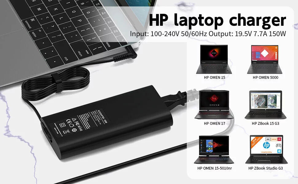 JLLOM 150W Laptop Charger for HP Zbook 15 G3 G4 G5 G6 AC Adapter Power Supply 4.5*3mm