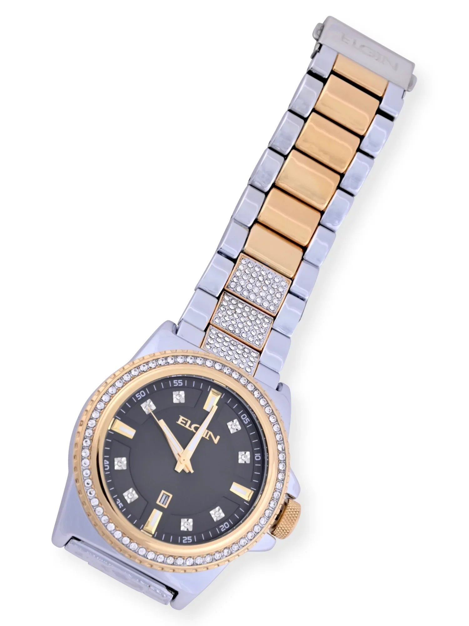 Elgin Adult Male Watch and Bracelet Set with Alloy Case and Stones in Silver and Gold (FG180015ST)