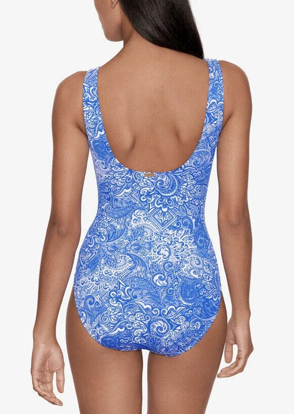 Ralph Lauren Printed Ruffled Tummy-Control One-Piece Swimsuit