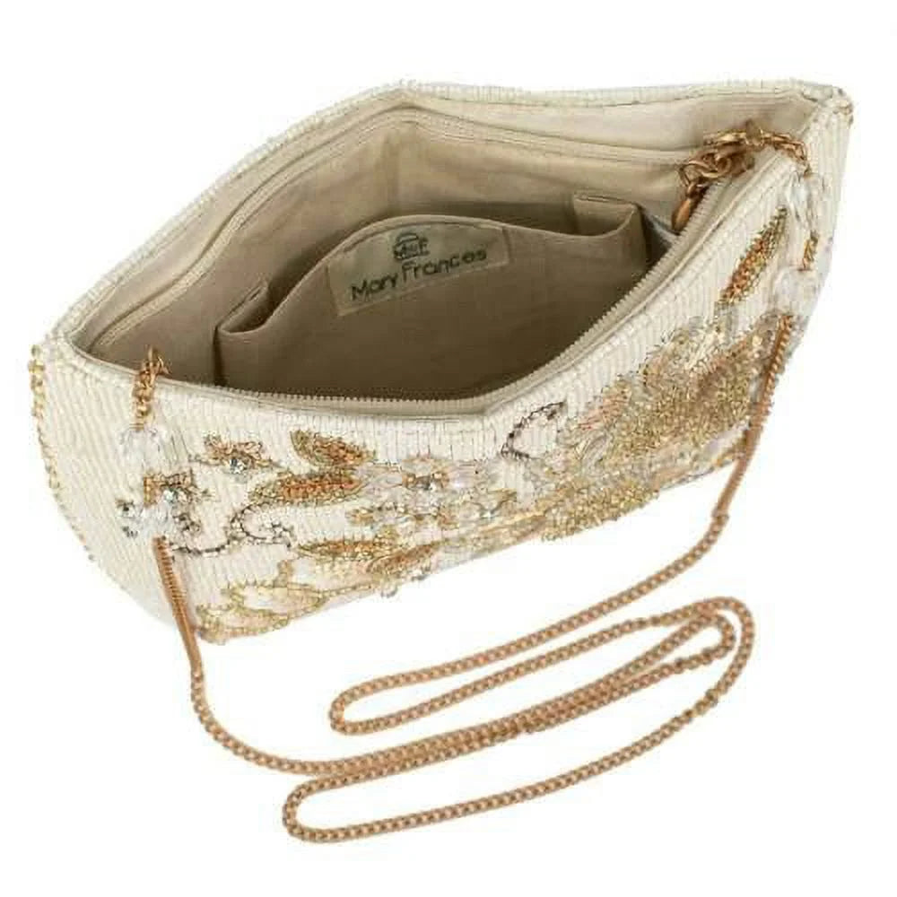 Mary Frances Radiance Crossbody Bridal Clutch Beaded White Bride Handbag Bag NEW