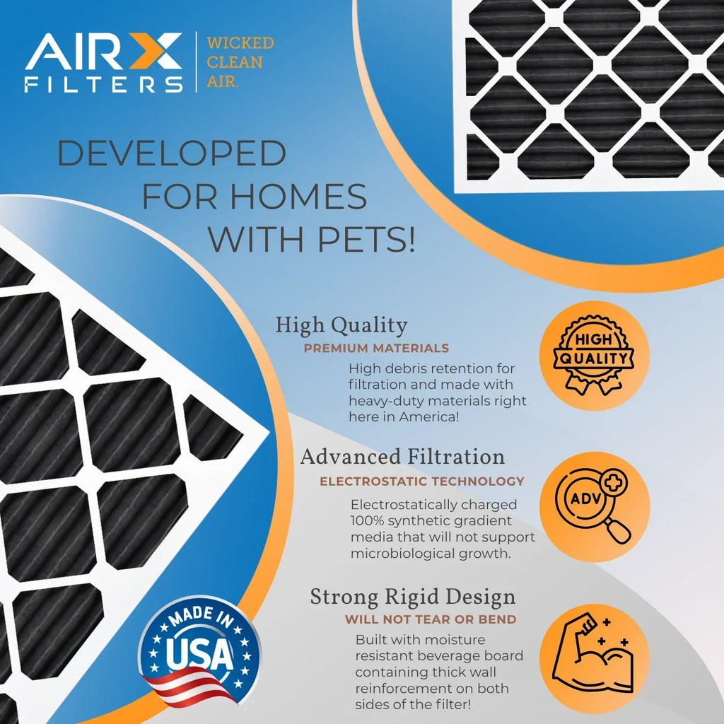 14x25x1 Air Filter Odor Eliminator Carbon Filter MERV 8 Comparable to MPR 700 & FPR 5 AC HVAC Premium USA Made 14x25x1 Furnace Filters by AIRX FILTERS WICKED CLEAN AIR. 6 Pack