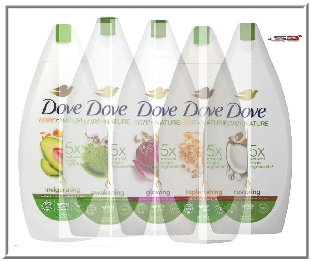 DOVE BODY WASH ASSORT 5 SCENTS "INV AWA GLO REP RES" 400ML/13.5 OZ EACH (5PK)