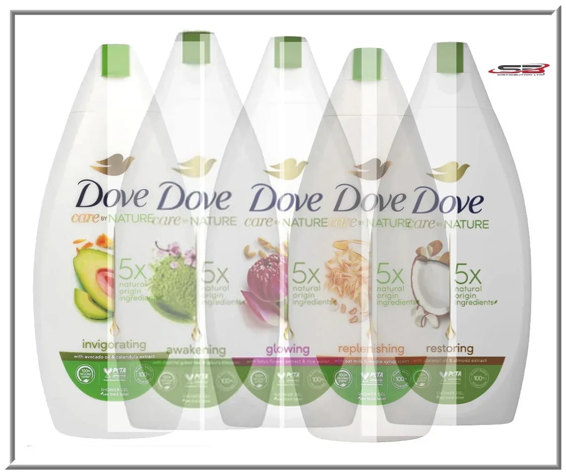 DOVE BODY WASH ASSORT 5 SCENTS "INV AWA GLO REP RES" 400ML/13.5 OZ EACH (5PK)