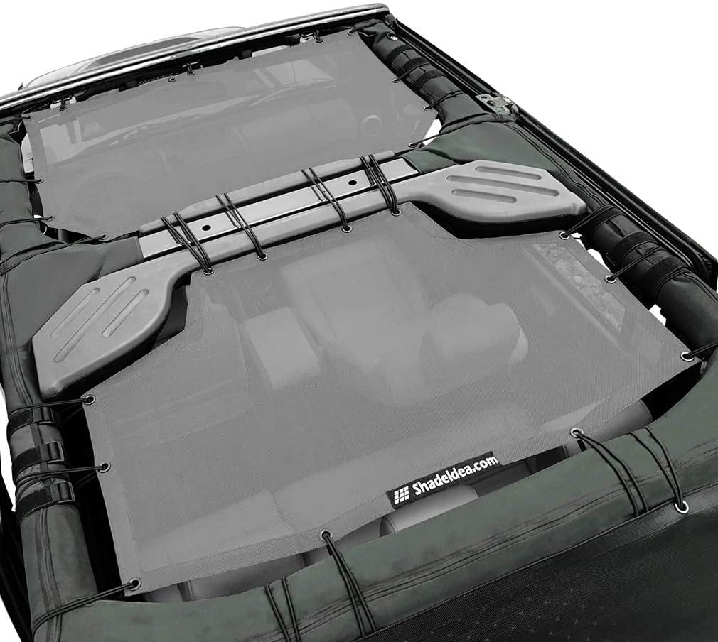 Shadeidea Jeep Wrangler Sunshade JKU Top Sun Shade JK Unlimited (2007-2018) 4-Door Front & Rear-Gray Mesh Screen Cover UV Blocker with Grab Bag-10 Years Warranty