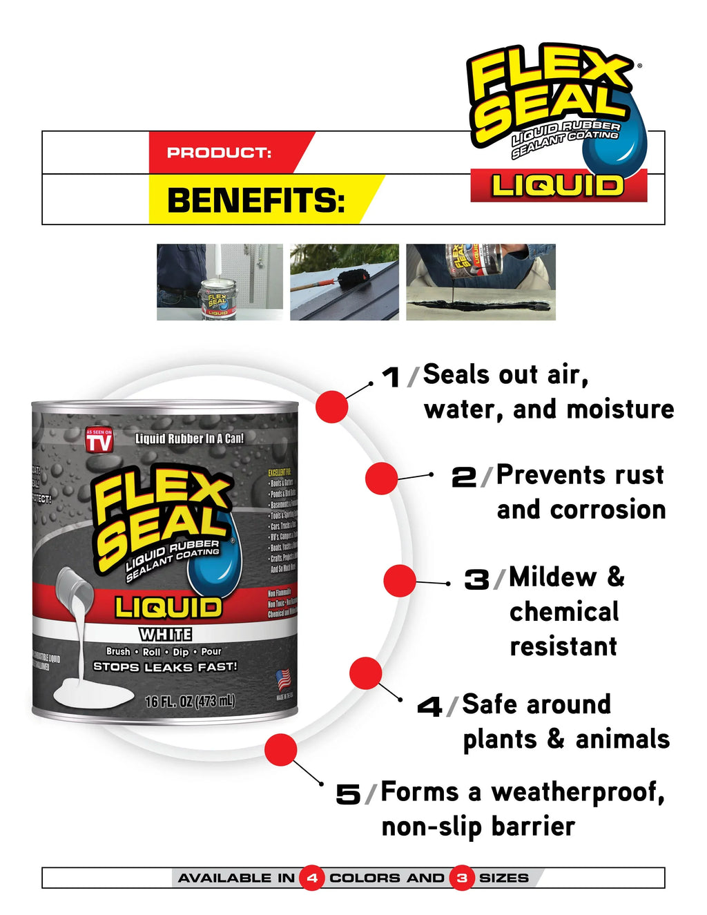 Flex Seal Liquid Rubber Sealant Coating, 1 Gallon, Clear