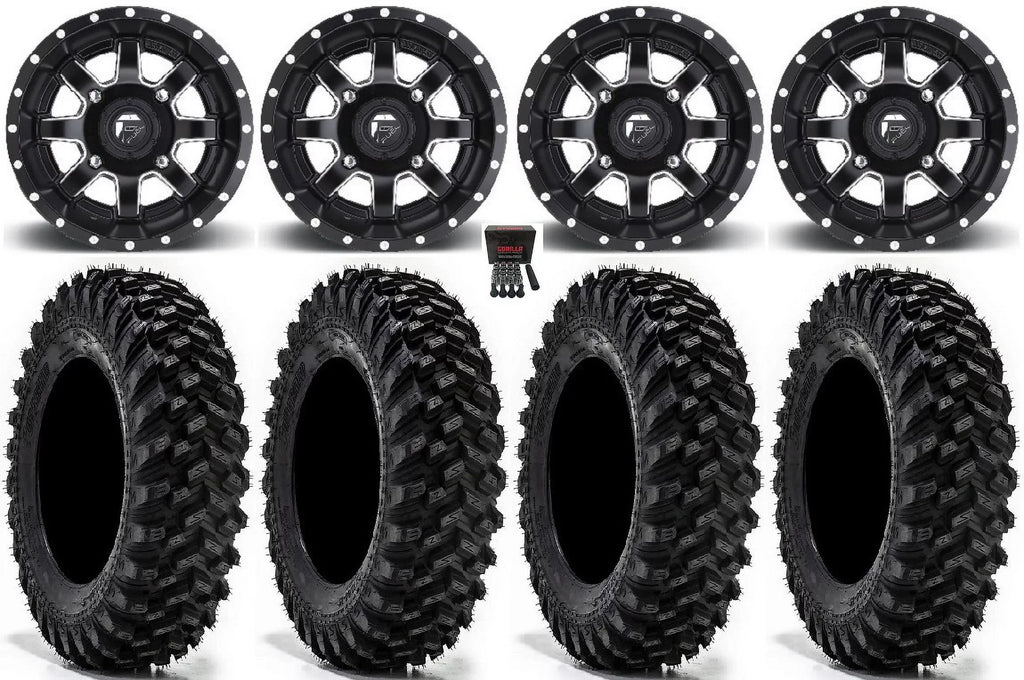 Fuel Maverick 15" Wheels Black 30" Warrior XT Sticky Tires Kawasaki Teryx Mule
