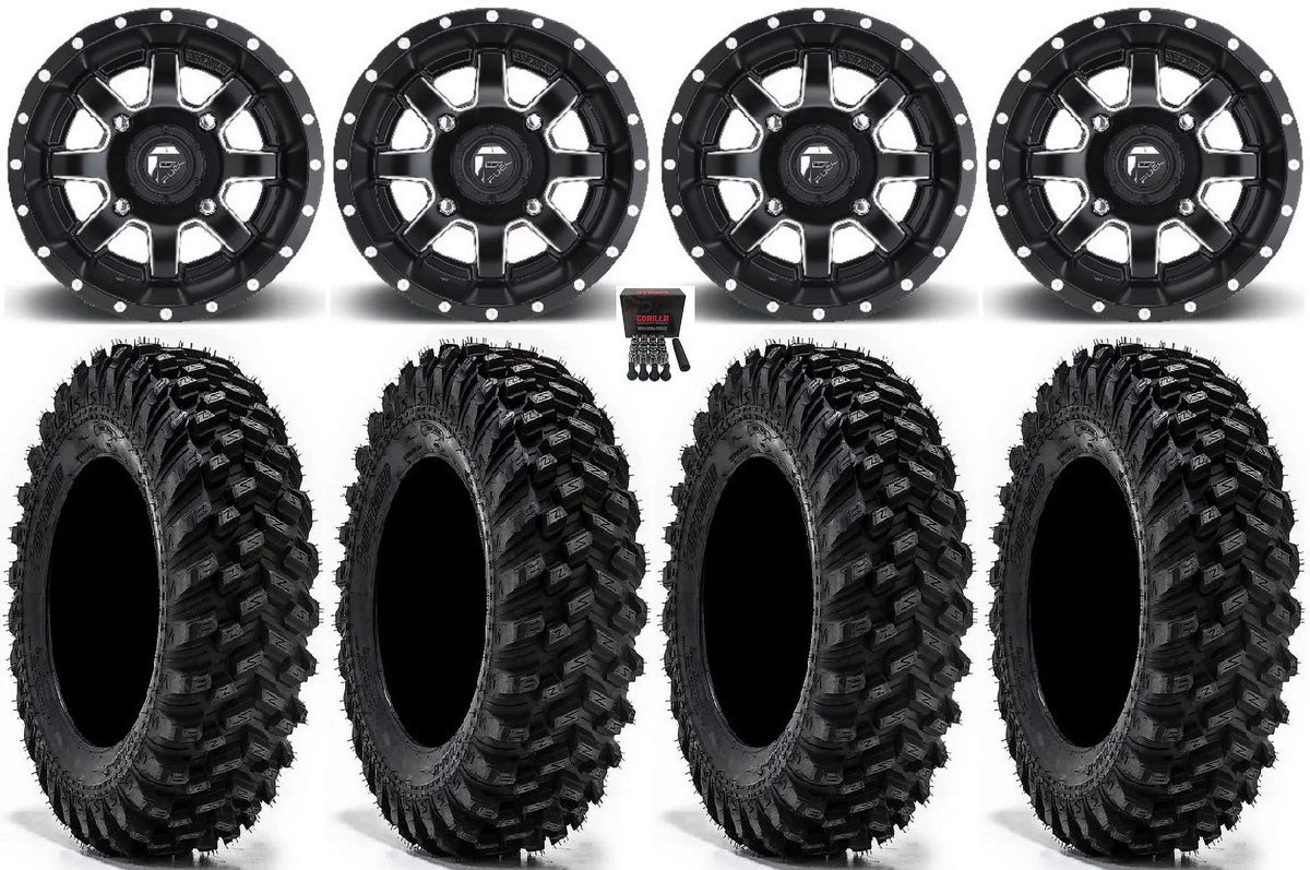 Fuel Maverick 15" Wheels Black 30" Warrior XT Sticky Tires Kawasaki Teryx Mule