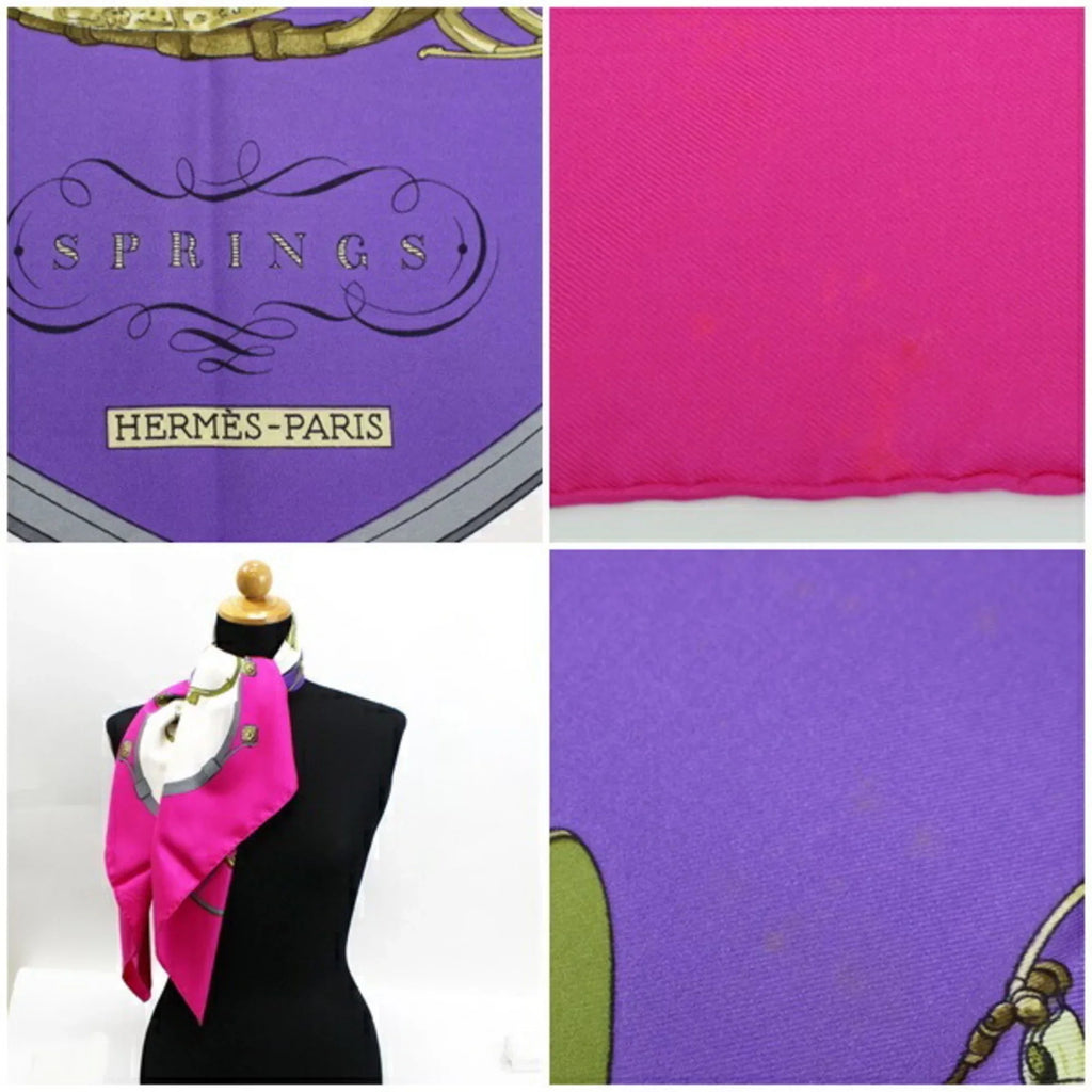 Pre-Owned Hermes Scarf Carre 90 "SPRINGS" Springs Pink HERMES | For Ladies (Good)