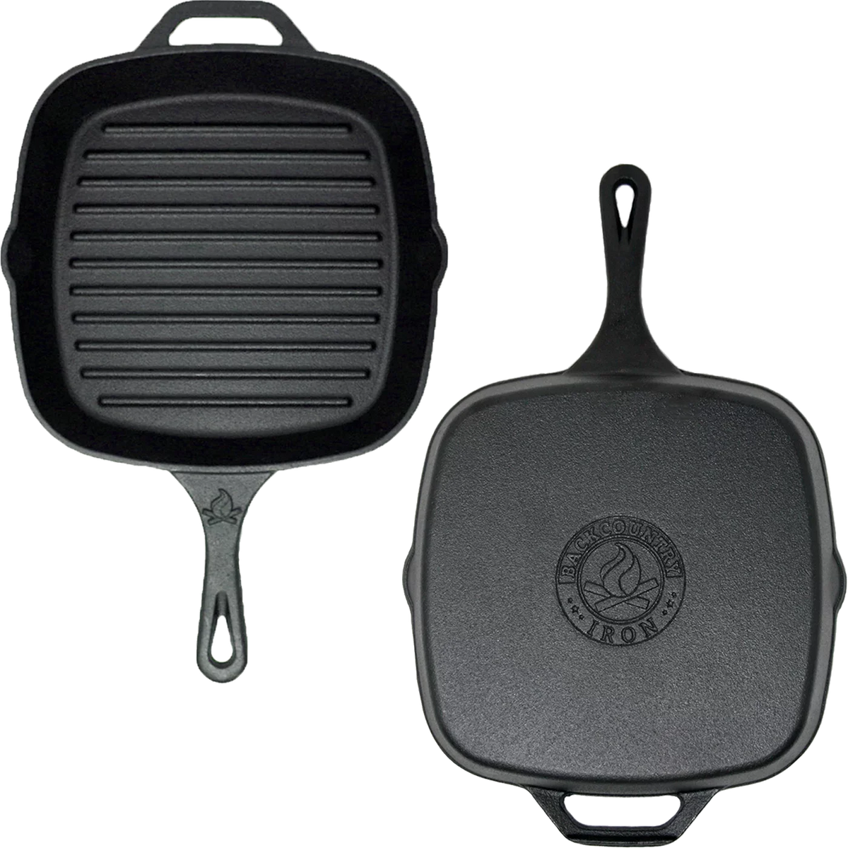 Backcountry Iron 8 Inch Square Grill Pan Medium Pre-Seasoned Cast Iron