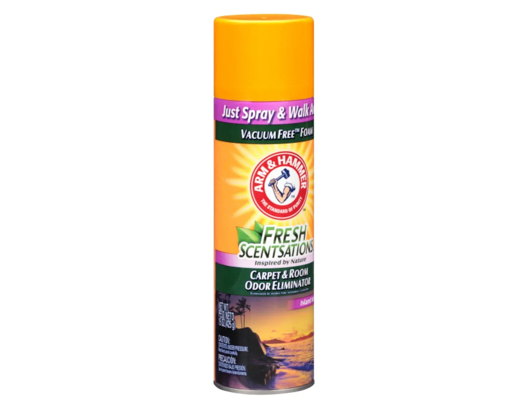 Arm & Hammer Fresh Scentsations Carpet & Room Odor Eliminator Vacuum Free Foam, Island Mist Scent, 15 Ounce - 6 Pack