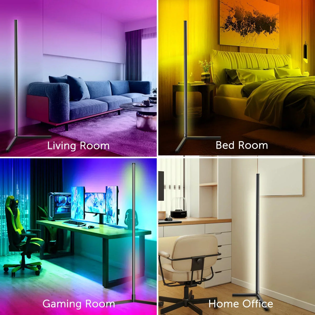 eco4life WiFi Smart Floor Standing LED Lamp, Color Changing, Dimmable, Music Syn