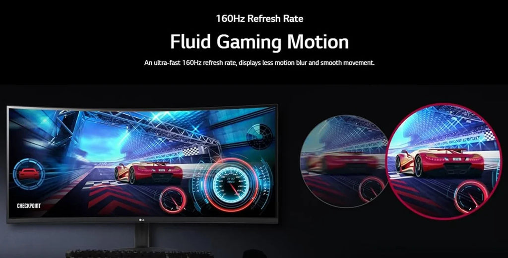 LG 34'' Curved Gaming Monitor, 160 Hz Refresh Rate, 99% sRGB, 3440 x 1440 Display, HDR 10, AMD FreeSync Premium, Bundle With Cefesfy USBHUB